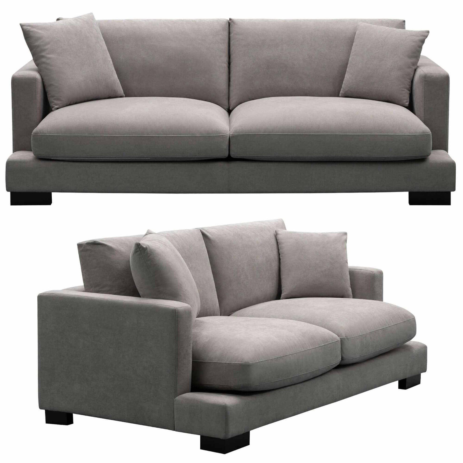 Royalty Fabric Upholstered 3 And 2 Seater Grey Sofa