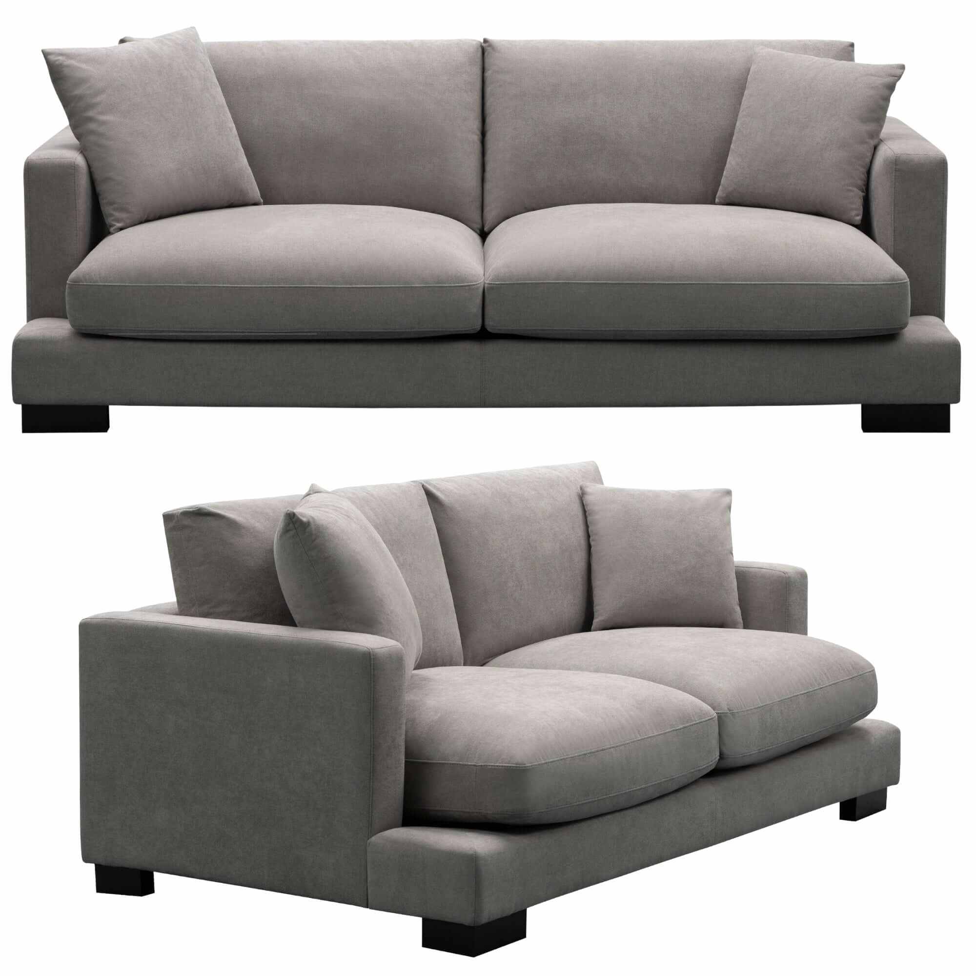 Royalty Fabric Upholstered 3 And 2 Seater Grey Sofa