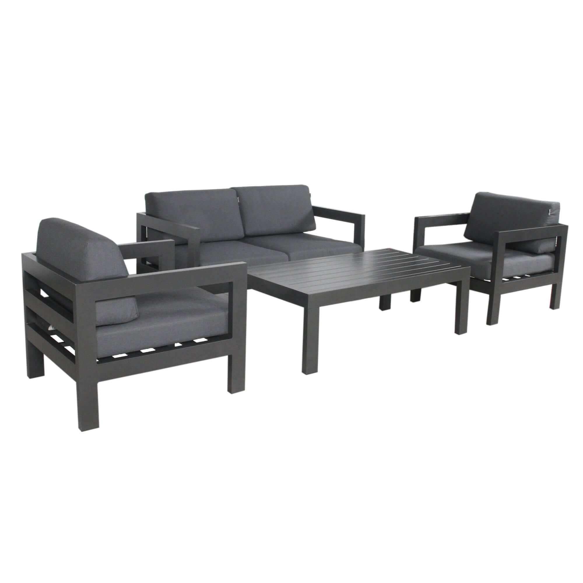 Outie Aluminium 1+1+2 Seater Garden Furniture Set - Charcoal
