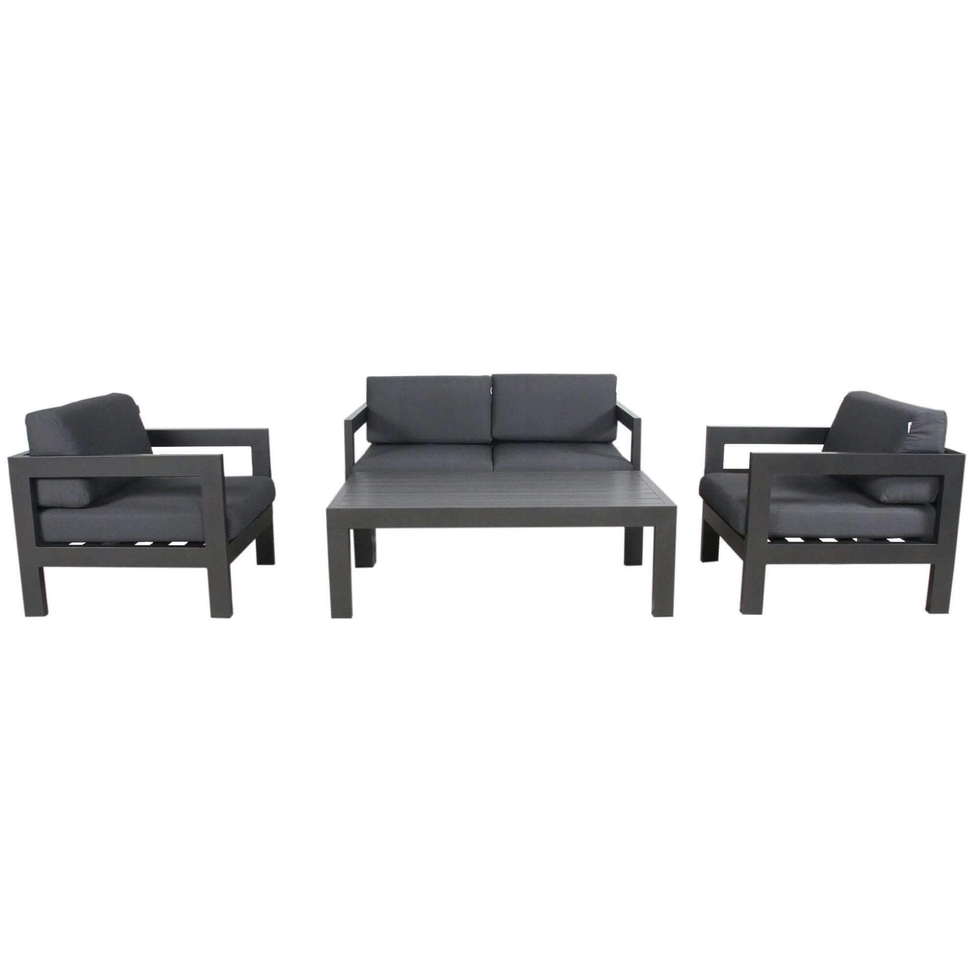 Outie Aluminium 1+1+2 Seater Garden Furniture Set - Charcoal