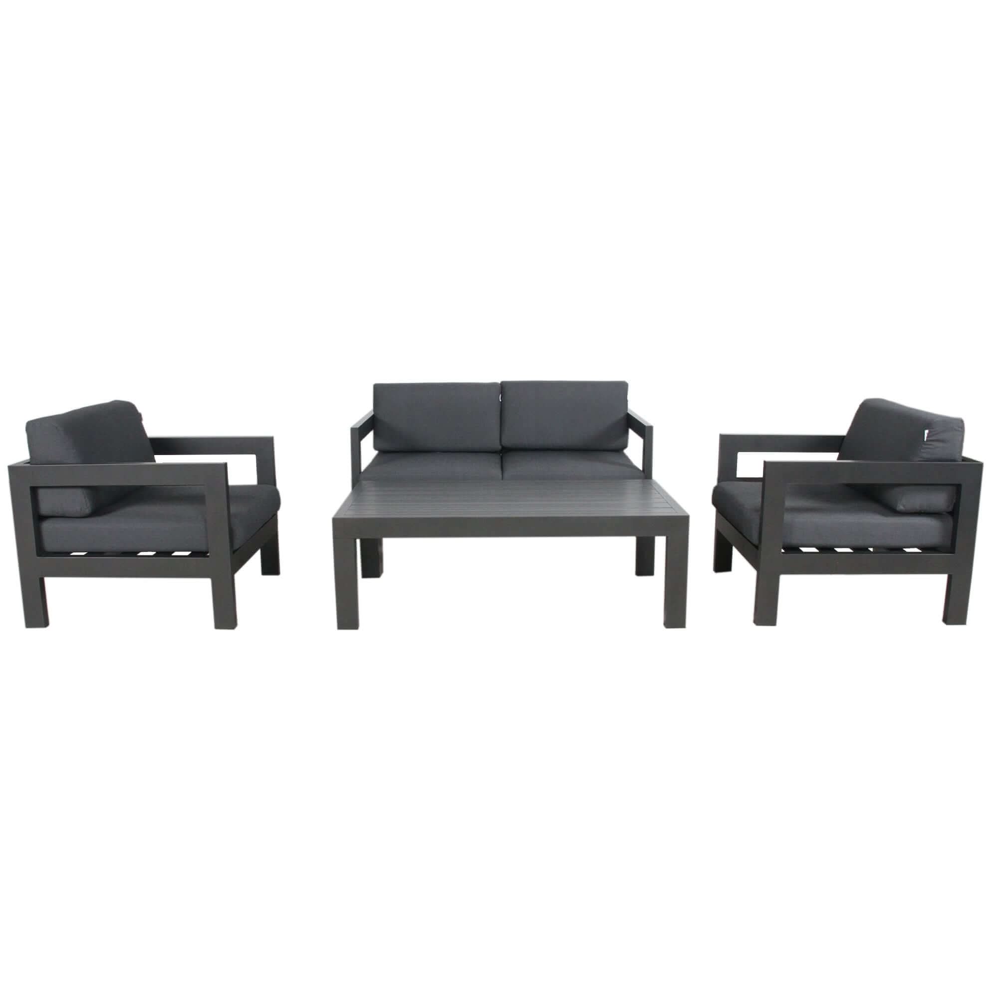 Outie Aluminium 1+1+2 Seater Garden Furniture Set - Charcoal