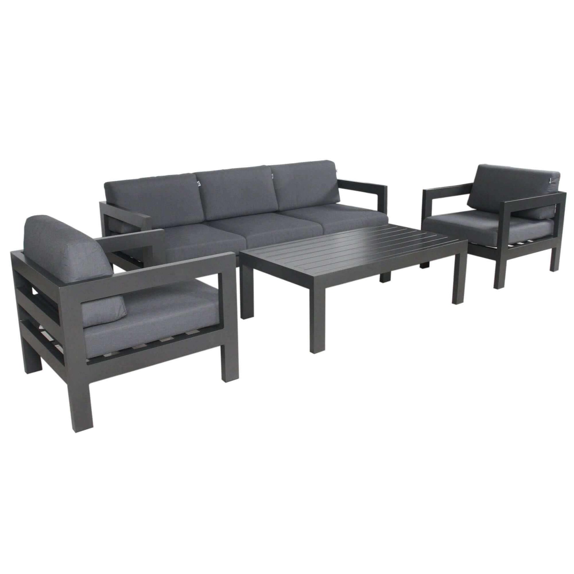 Outie 1+1+3 Seater Outdoor Sofa Lounge Set with Coffee Table - Charcoa