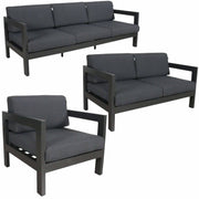 Outie 3pc 1+2+3 Seater Outdoor Lounge Set Aluminium - Charcoal