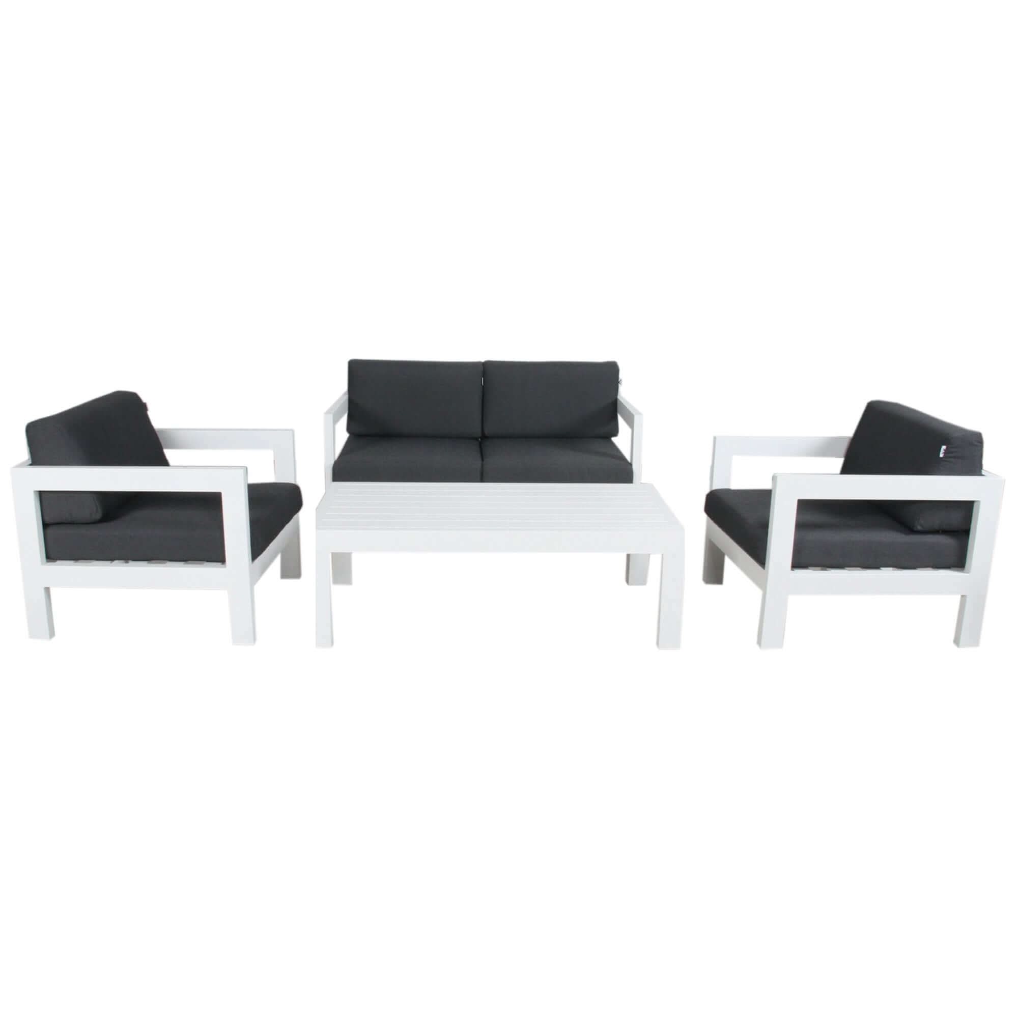 Outie 4pc 1+1+2 Seater Modern Outdoor Sofa Set And Coffee Table - Whit