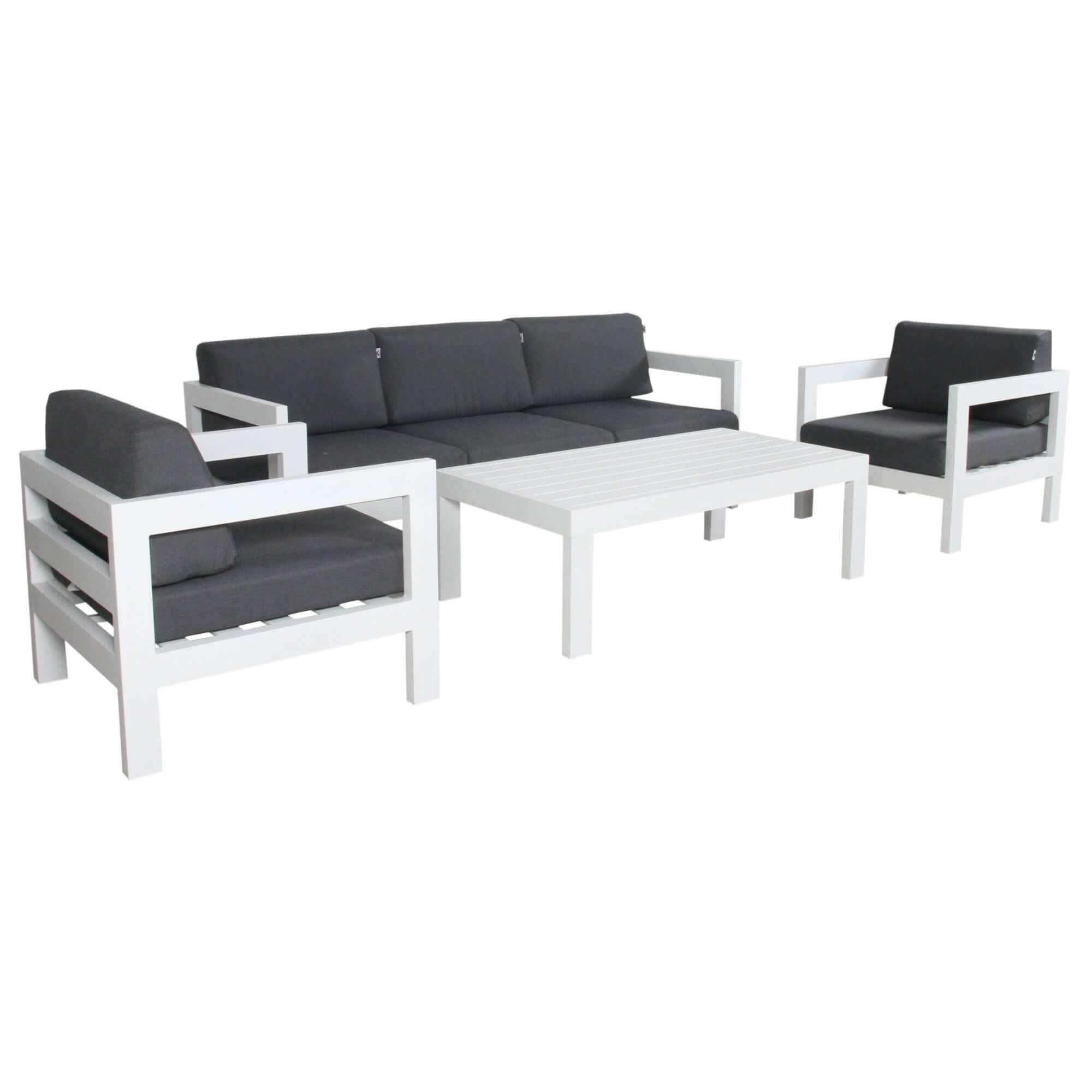 Outie 4pc Set 1+1+3 Seater Garden Lounge Set Patio Furniture - White