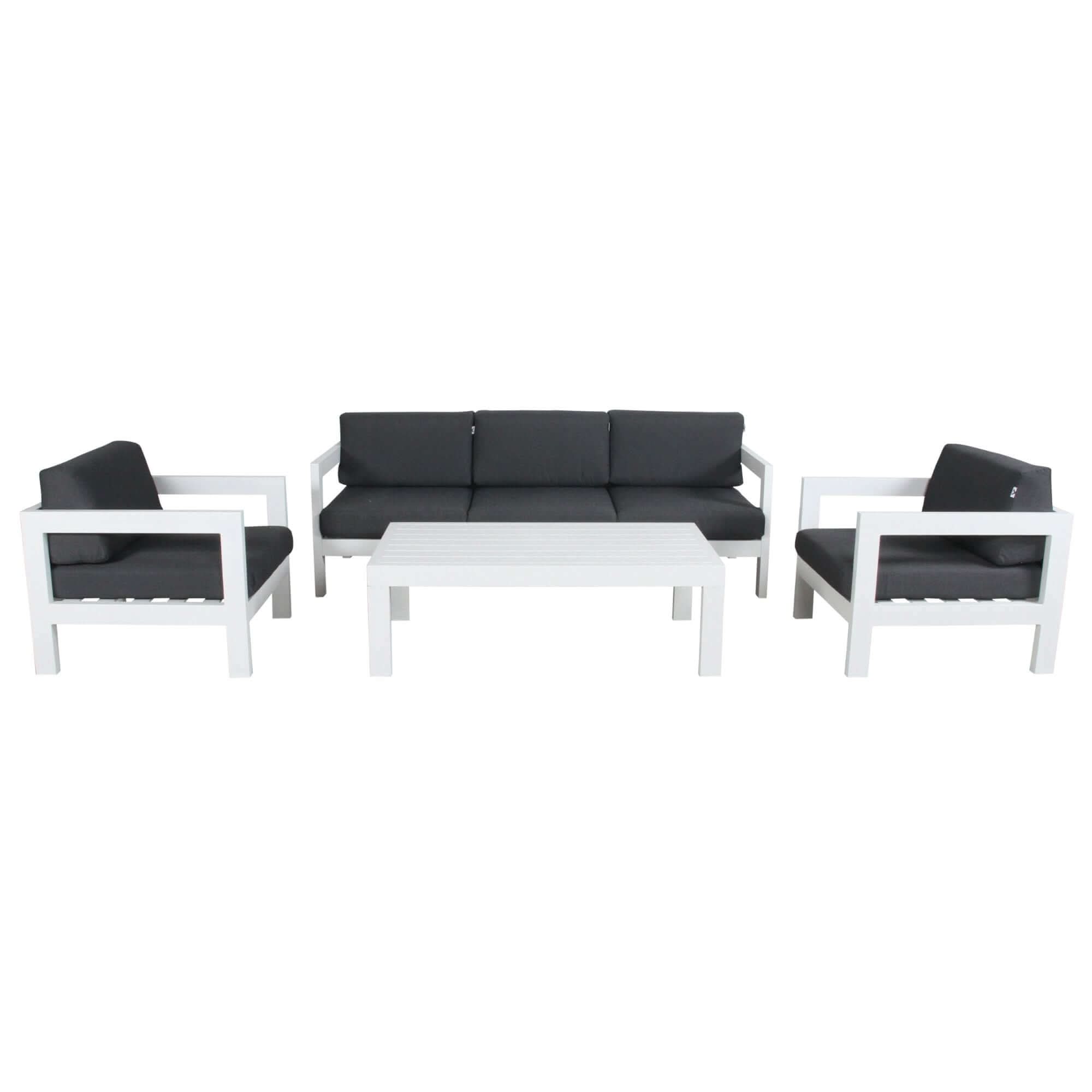 Outie 4pc Set 1+1+3 Seater Garden Lounge Set Patio Furniture - White