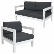 Outie 2pc Set 1+2 Seater Garden Sofa Aluminium Frame White