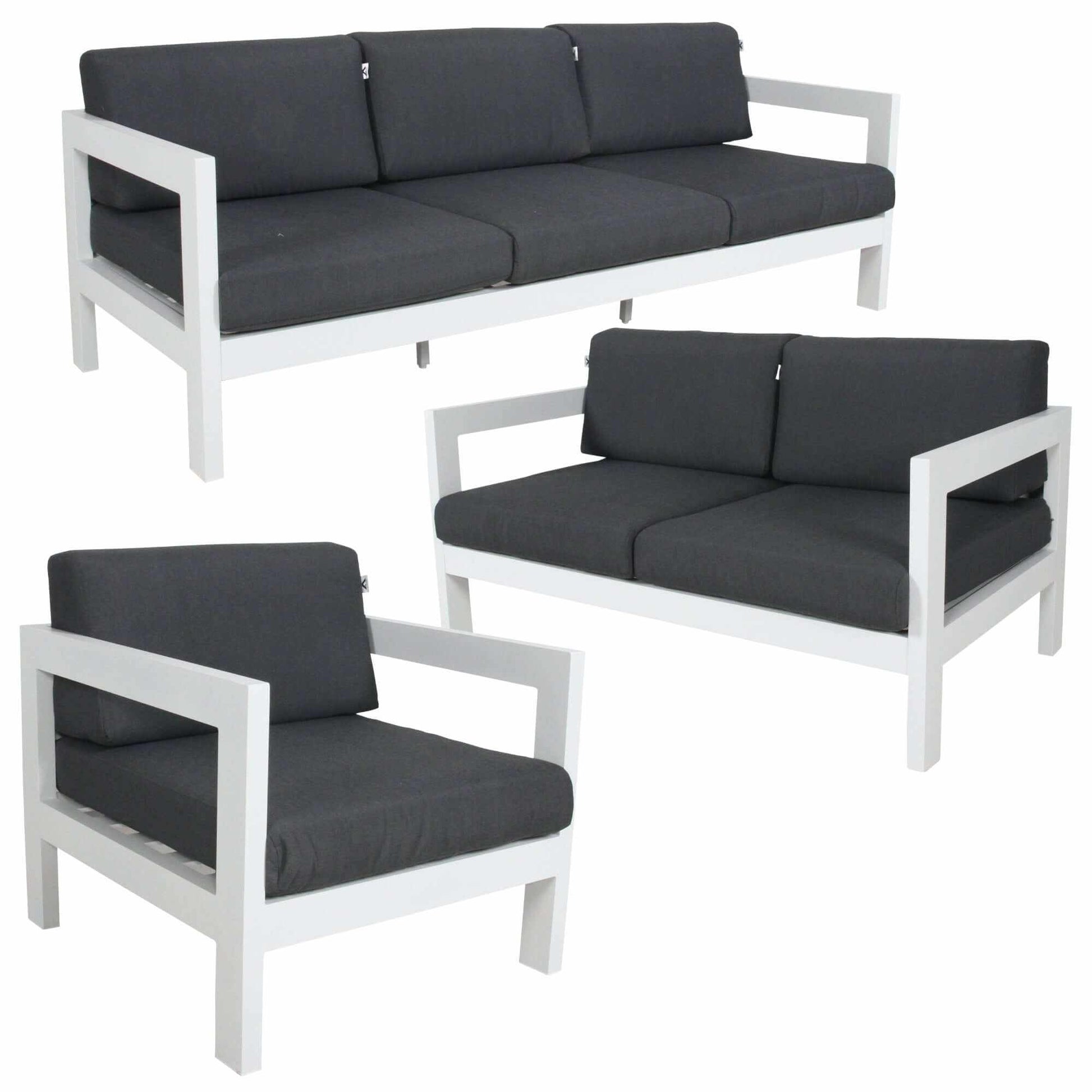 Outie 3pc Set 1+2+3 Seater All Weather Outdoor Sofa - White