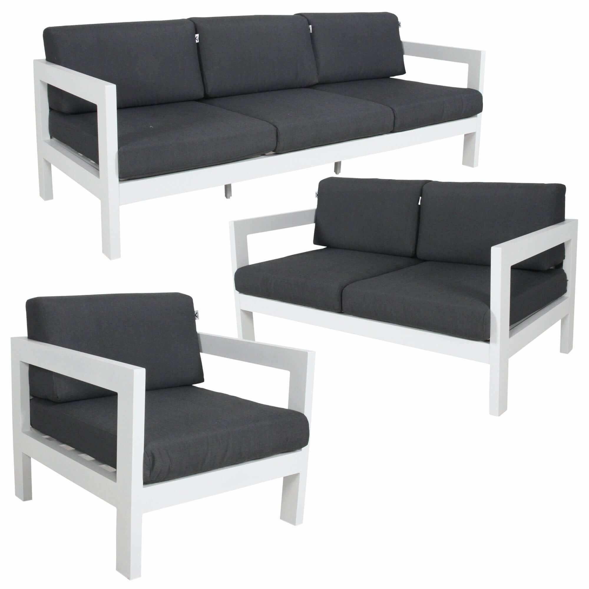 Outie 3pc Set 1+2+3 Seater All Weather Outdoor Sofa - White