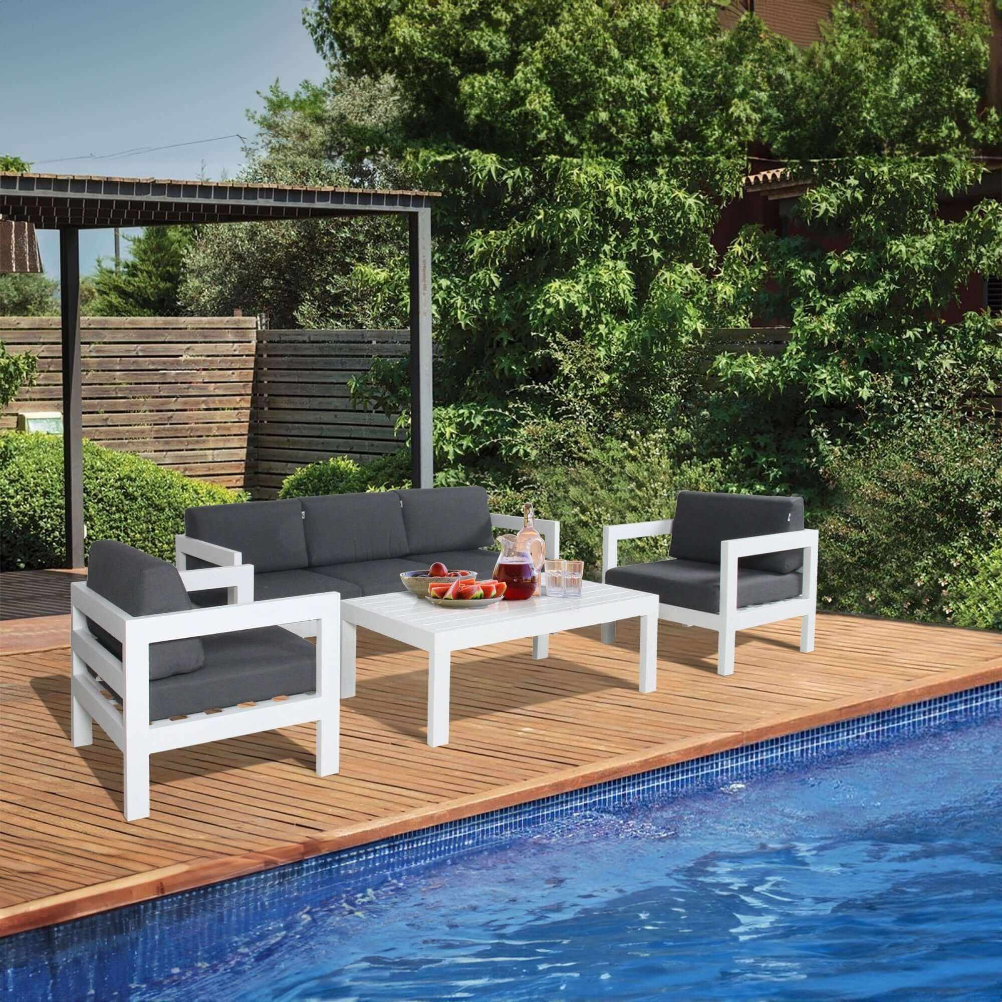 Outie 3pc Set 1+2+3 Seater All Weather Outdoor Sofa - White