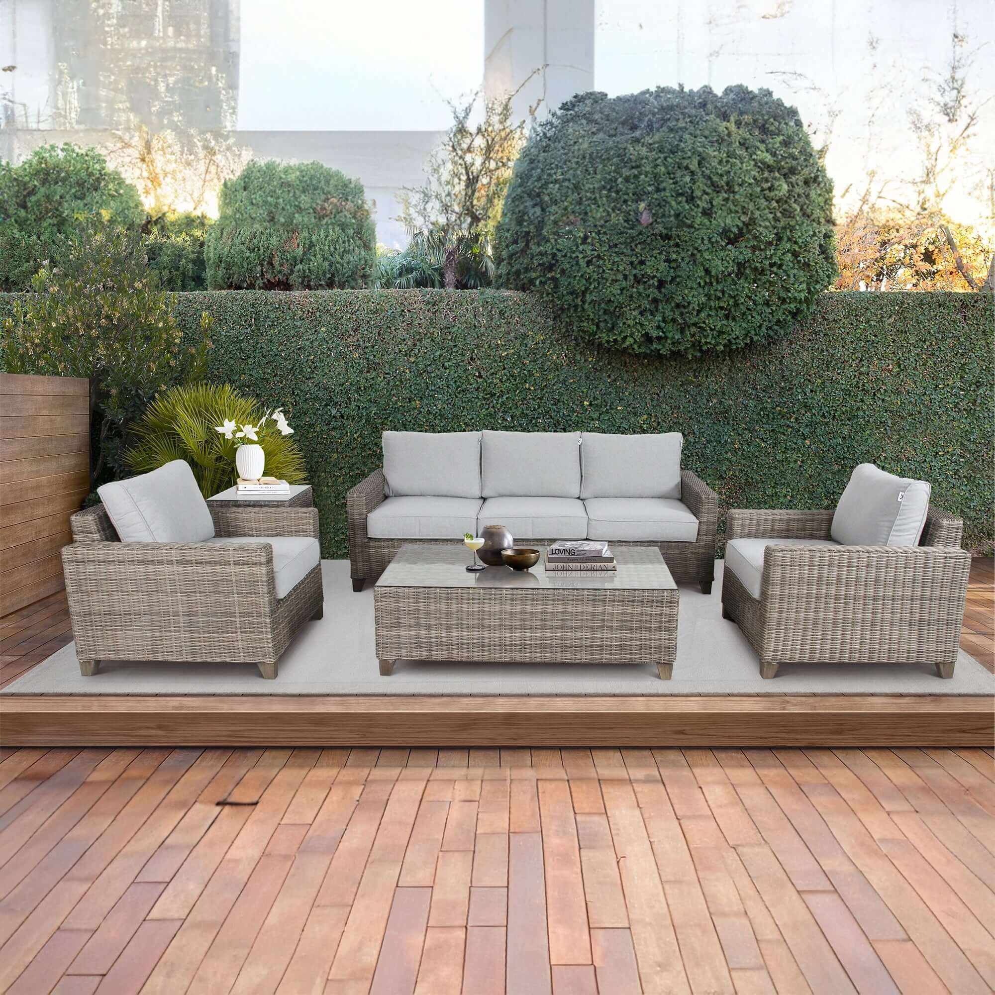 outdoor sofa set wicker -Upinteriors