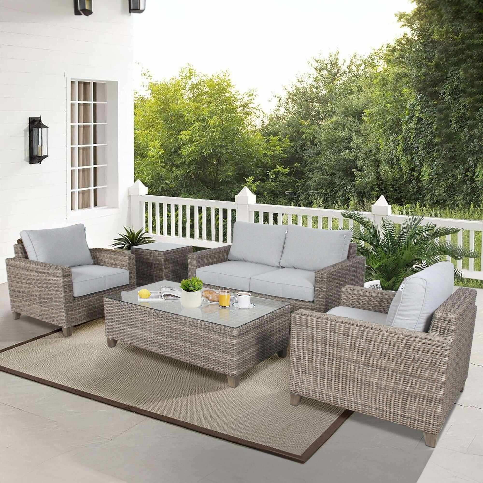 Sophy 2+1+1 Seater Wicker Rattan Outdoor Sofa Set Coffee Side Table Ch