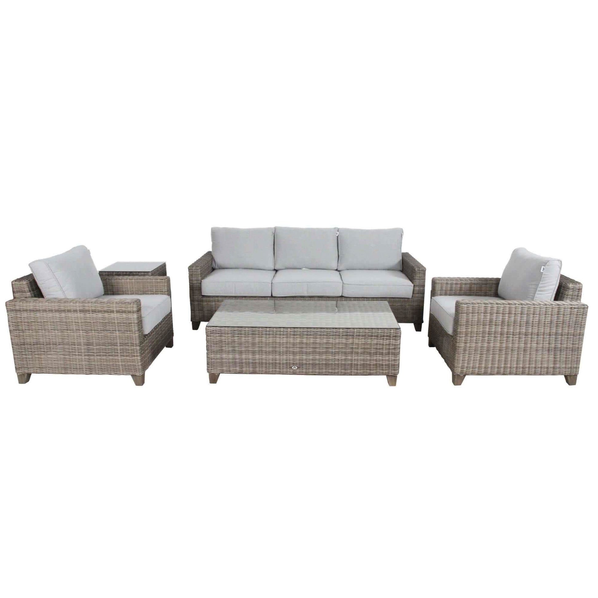 Sophy 3+1+1 Seater Wicker Outdoor Couch Set Coffee Side Table Chair