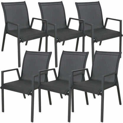 Iberia Aluminium Outdoor Dining Chair Set of 6 - Charcoal