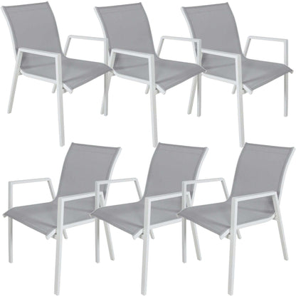 Iberia 6pc Set Aluminium Outdoor Dining Table And Armchair - White