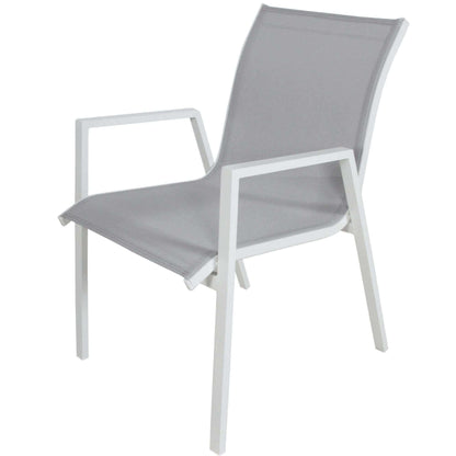 Iberia 6pc Set Aluminium Outdoor Dining Table And Armchair - White