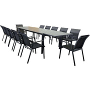 Iberia 13pc 230-345cm Aluminium Outdoor Extensible Dining Set - Charco