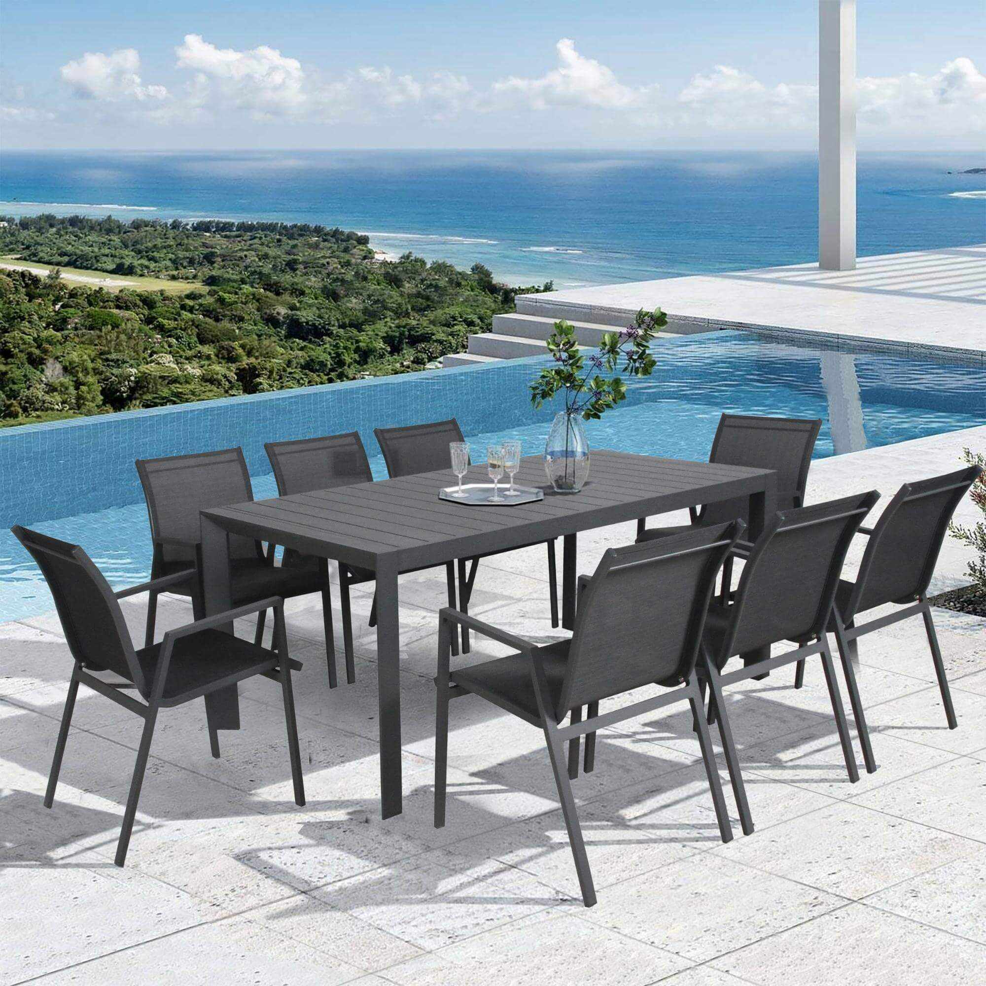 Iberia 13pc 230-345cm Aluminium Outdoor Extensible Dining Set - Charco