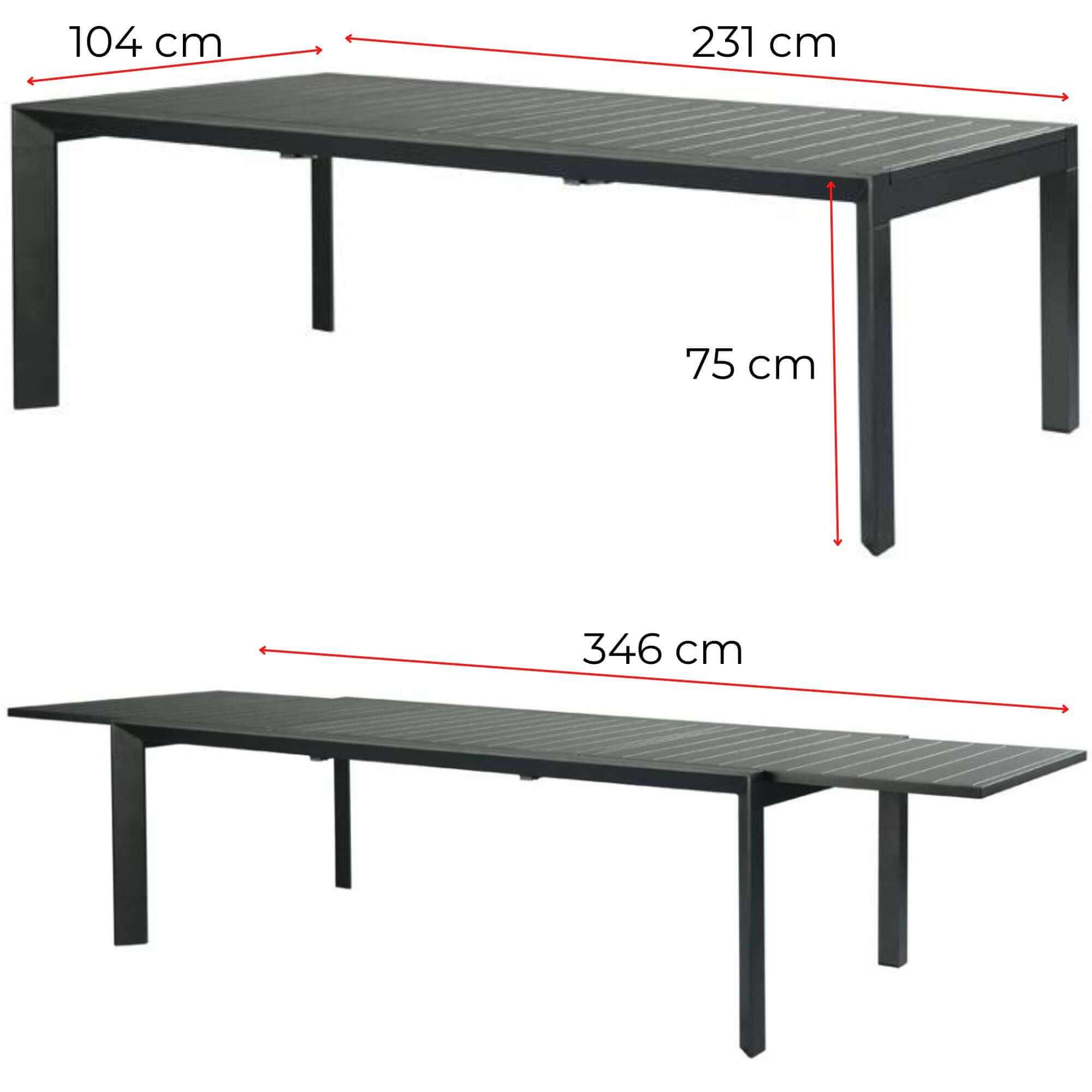 Iberia 13pc 230-345cm Aluminium Outdoor Extensible Dining Set - Charco