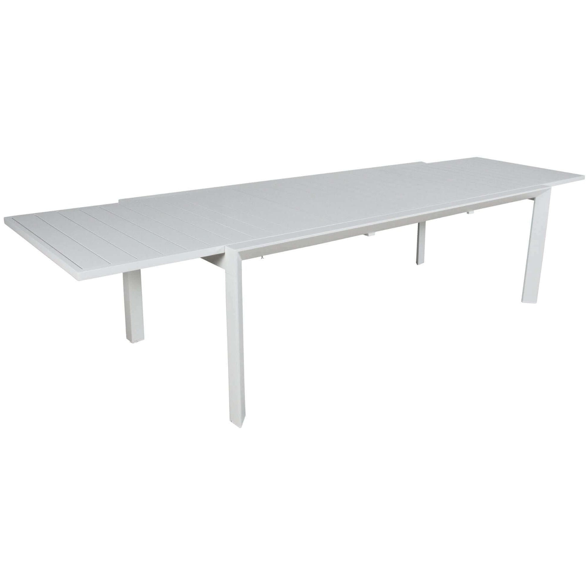 Iberia 13pc 230-345cm Aluminium White Outdoor Dining Set Table and Cha