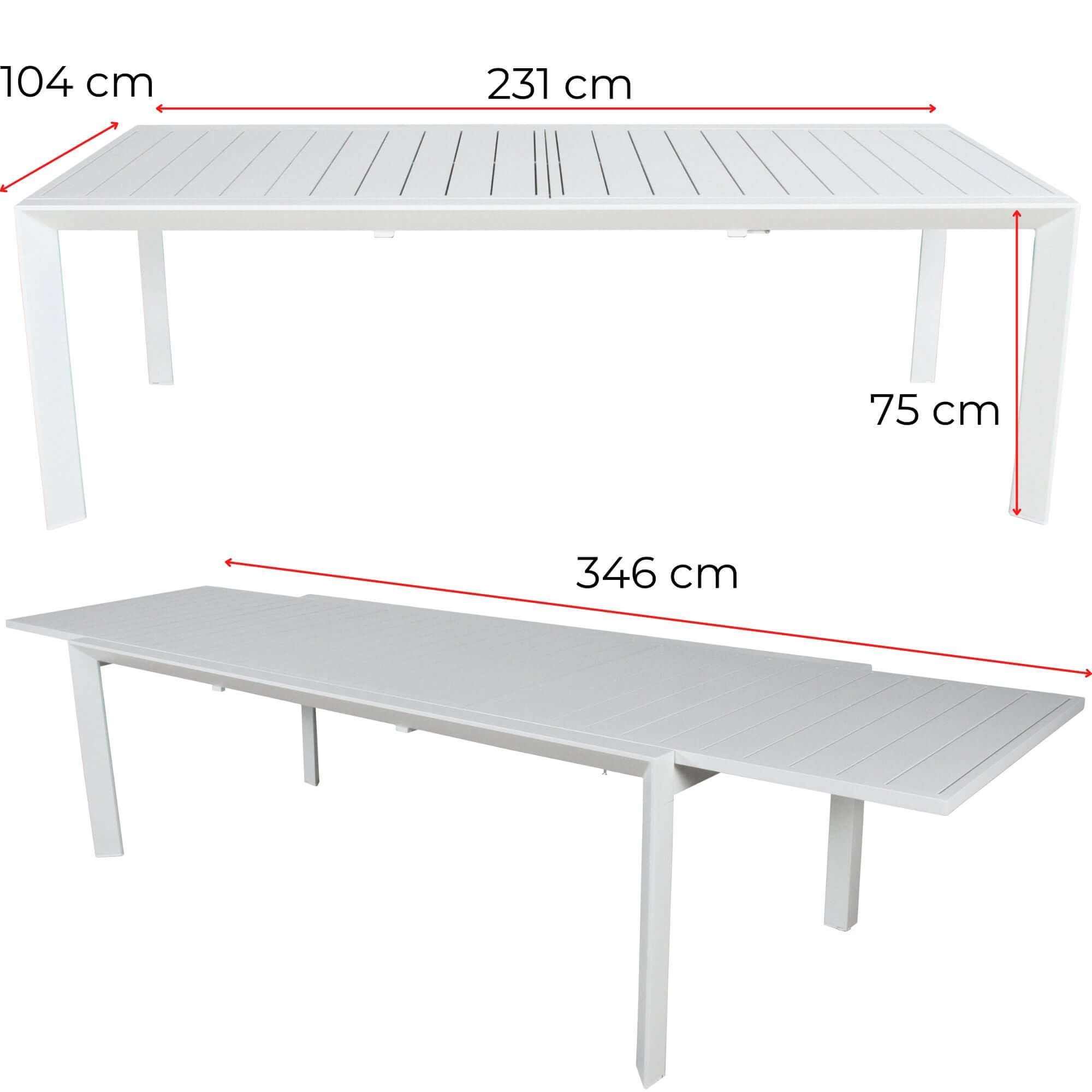 Iberia 13pc 230-345cm Aluminium Outdoor Extensible Dining Table Chair 