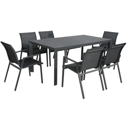 Iberia Outdoor 7 Piece Dining Set 178cm - Charcoal