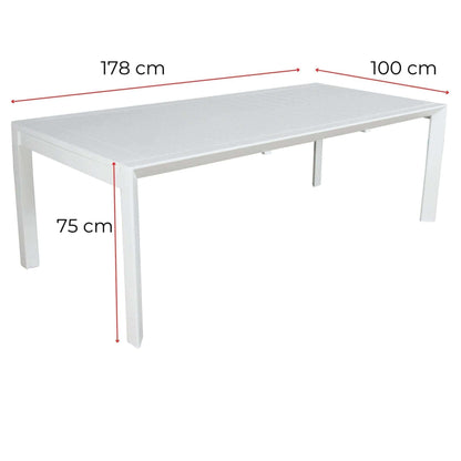 Iberia 7 Pc 178cm Aluminium Outdoor Dining Table Chair Set - White