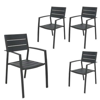 Percy 4pc Set Aluminium Frame Outdoor Dining Chairs - Grey