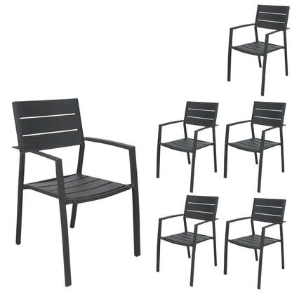 Percy Aluminium Frame Outdoor Dining Chairs Set of 6 - Grey