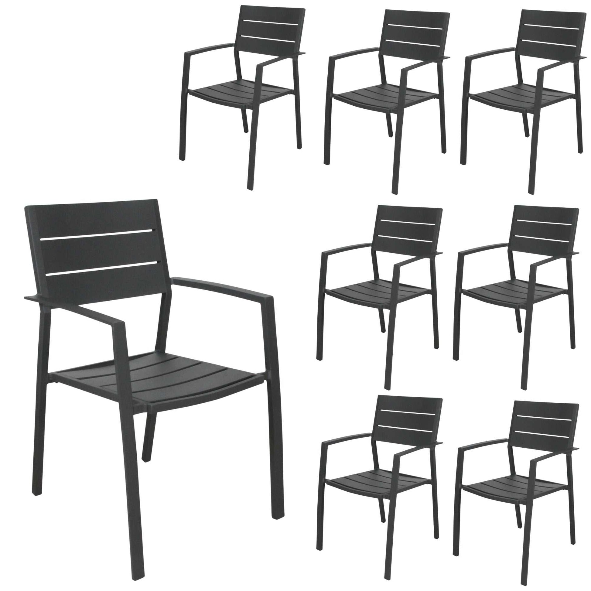 Percy 8pc Set Outdoor Dining Table Chair Aluminium Frame - Grey