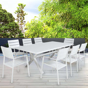 Percy 9pc Aluminium Frame Outdoor Trestle Dining Table Set With Chairs