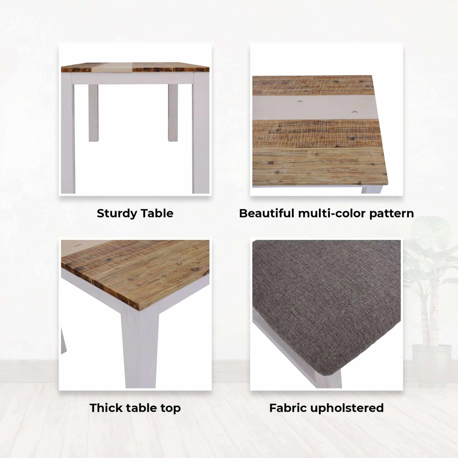 Orville 5 piece Dining Set 1.8m Table 3 Chair 1.5m Bench Solid Timber 