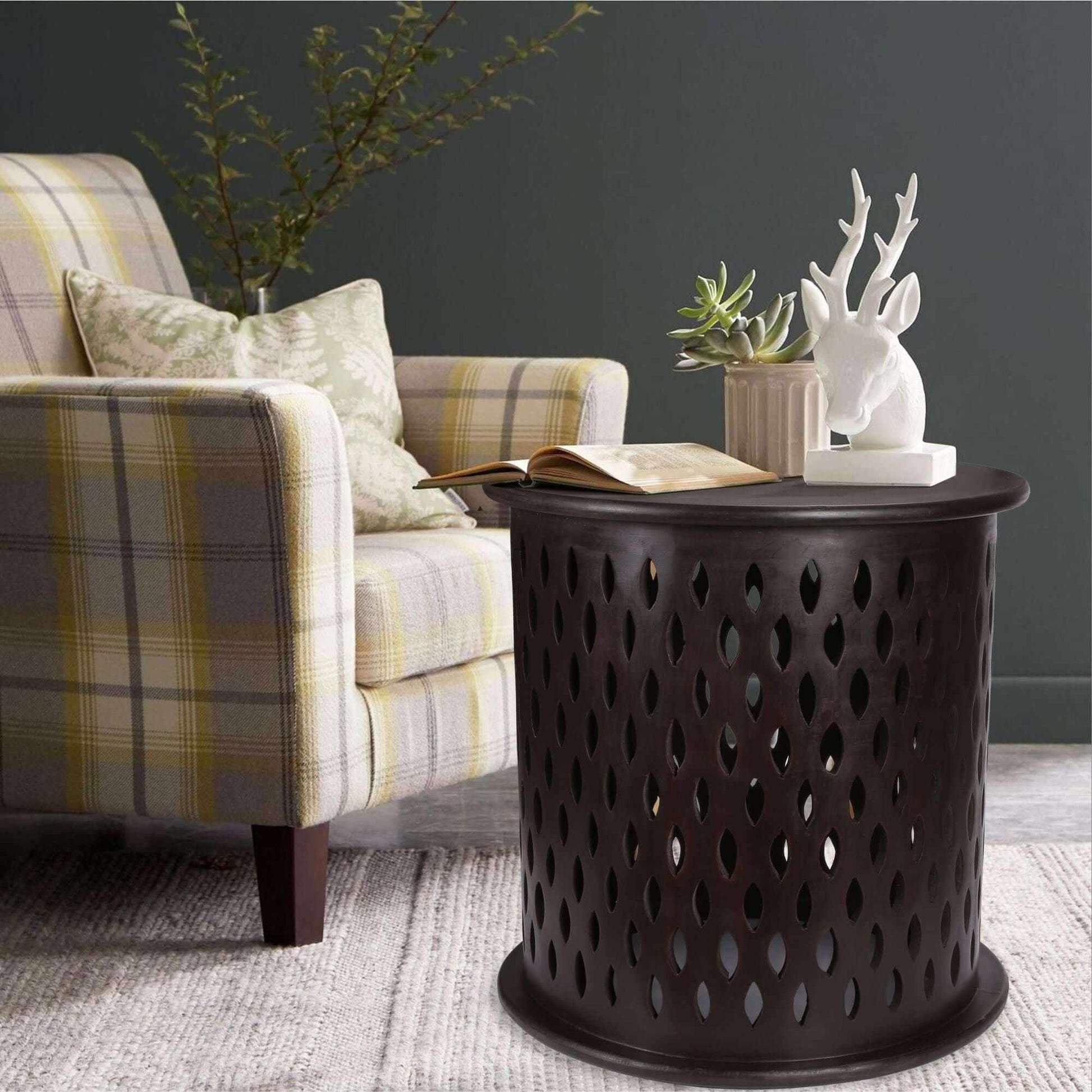 Pansy 50cm Wooden Round End Table - Brown