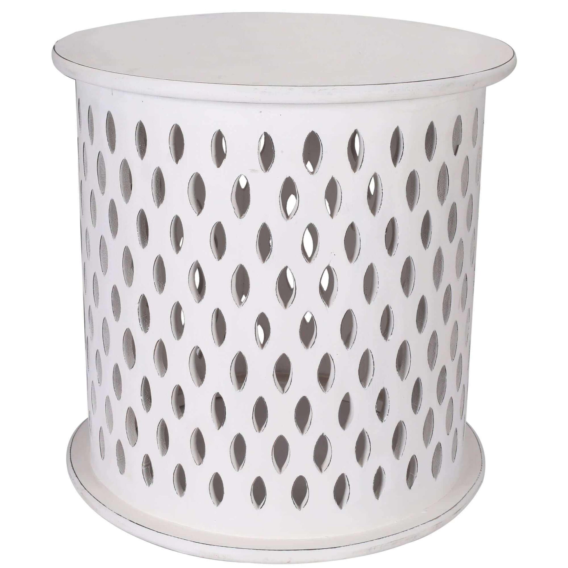 Pansy 50cm Wooden White Round Side Table