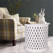 Pansy 50cm Wooden White Round Side Table