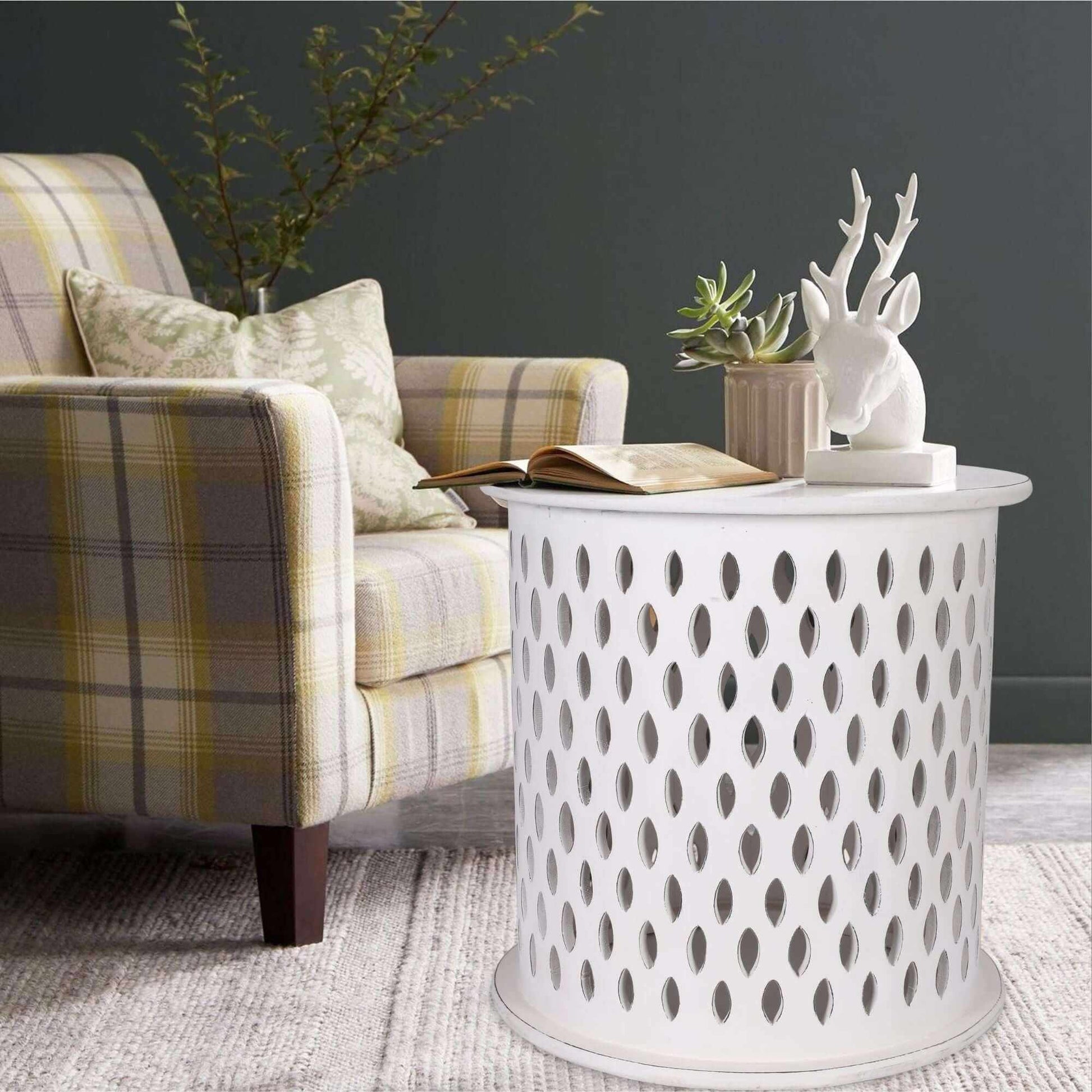 Pansy 50cm Wooden White Round Side Table