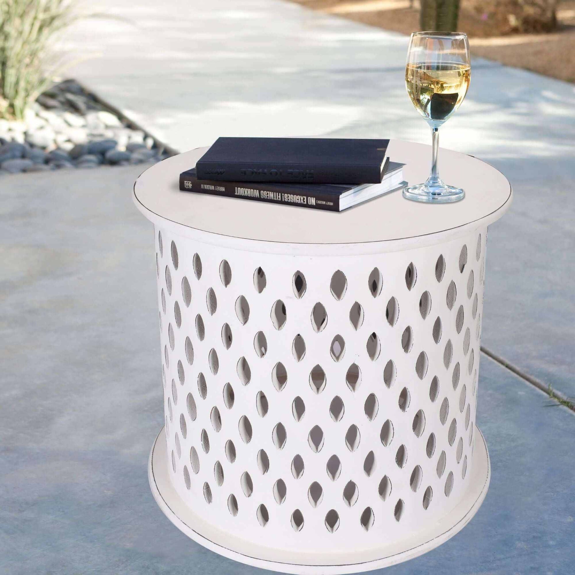 Pansy 50cm Wooden White Round Side Table