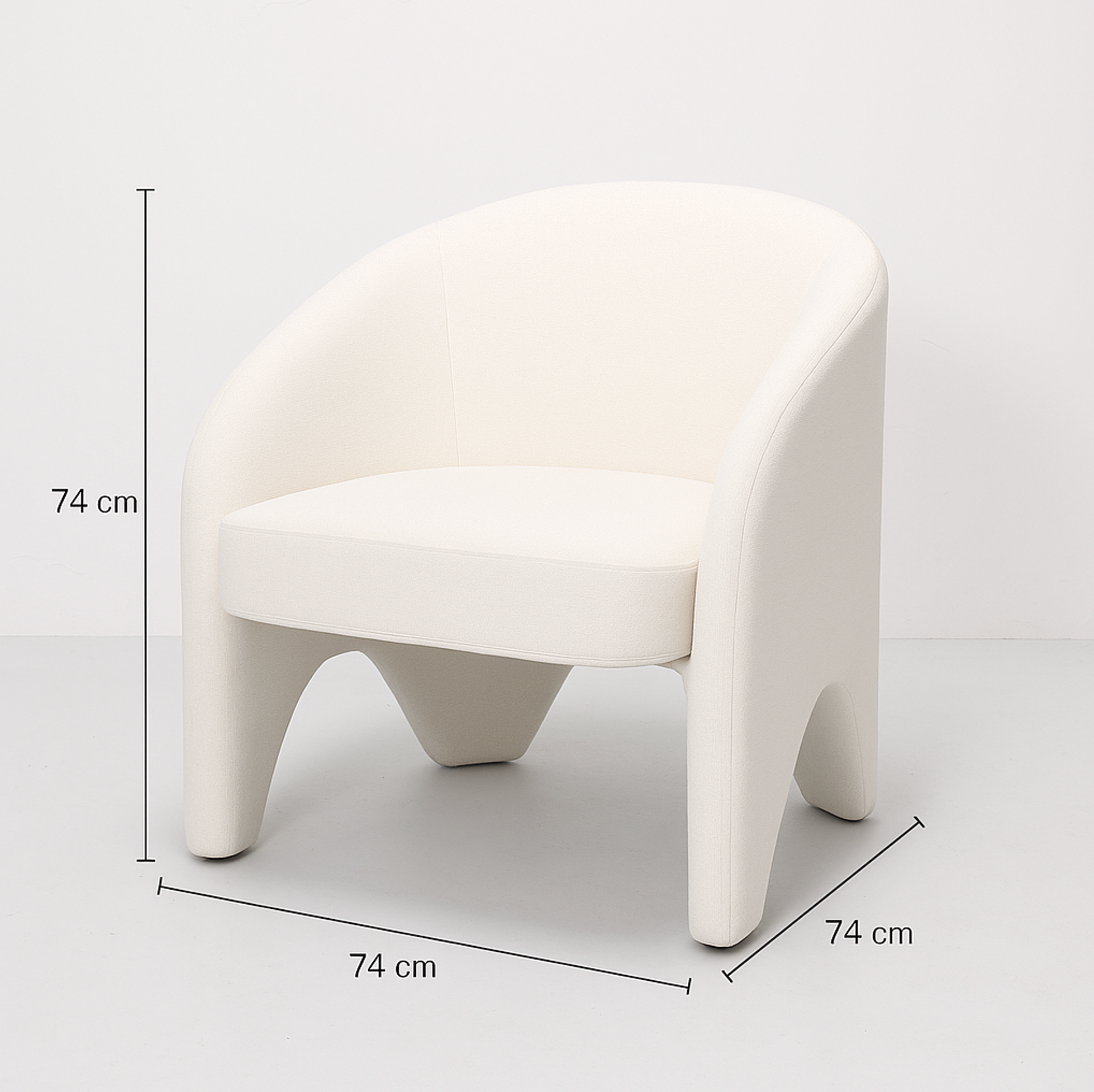 Nova Sculptural Accent Chair White Chenille