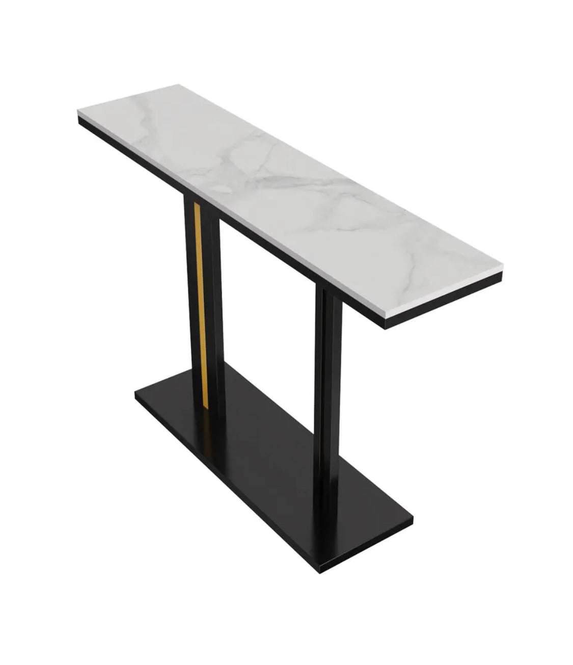 Pandora Stone Marble Console with black base, modern contemporary style.
