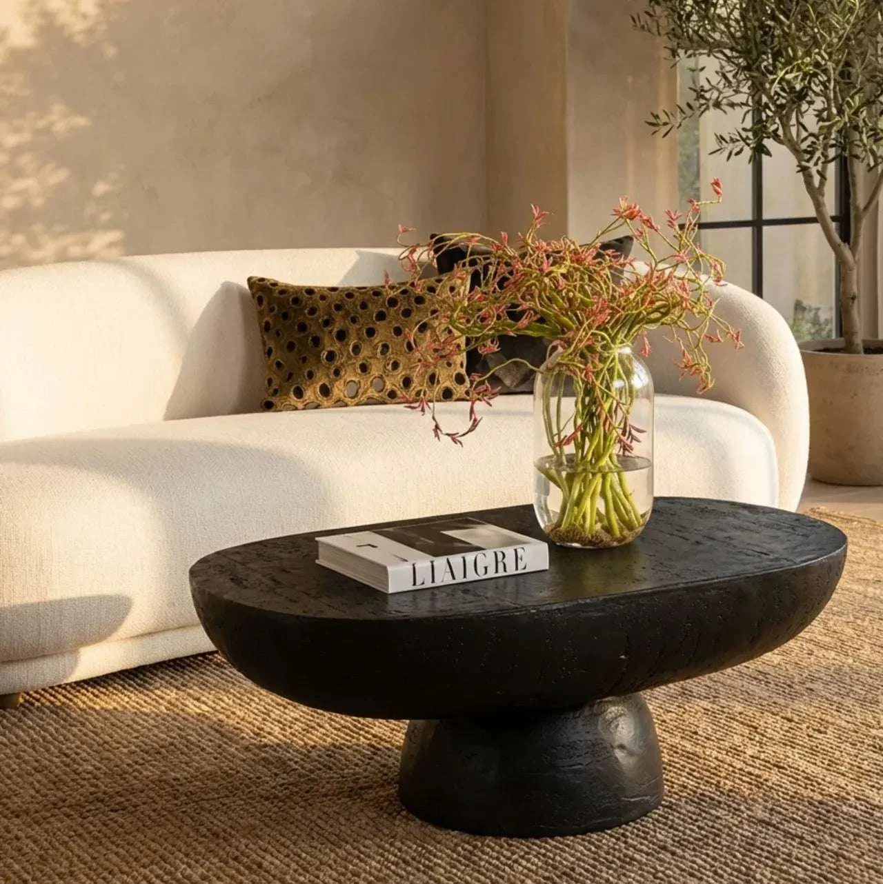 Interior Ave - Korra Sculptural Black Stone Coffee Table