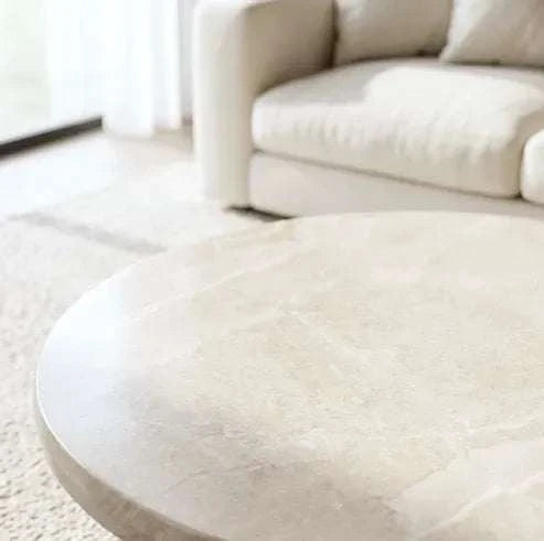 Interior Ave - Nobu Round Sculptural Stone Coffee Table - Natural Stone 70cm
