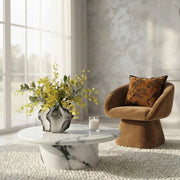 Interior Ave - Nobu Round Sculptural Stone Coffee Table - Panda Marble Finish