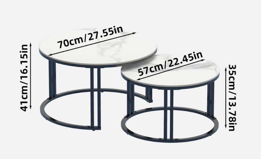 white marble nested coffee table set