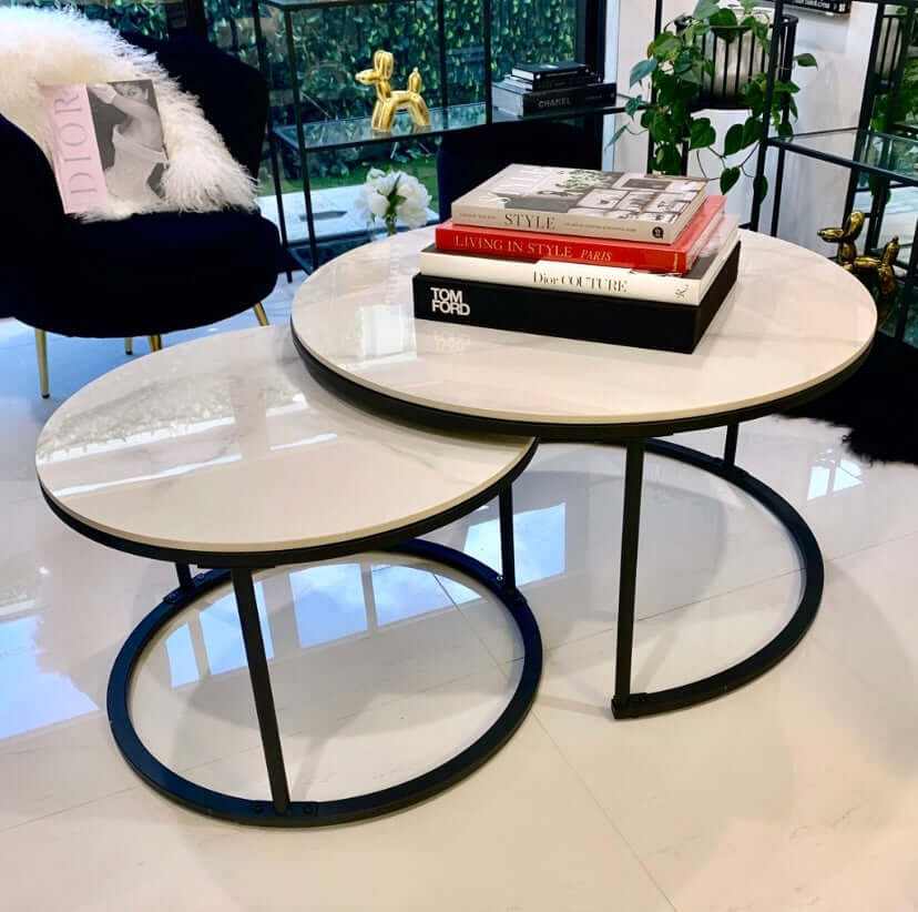 marble Nested Coffee Table white 