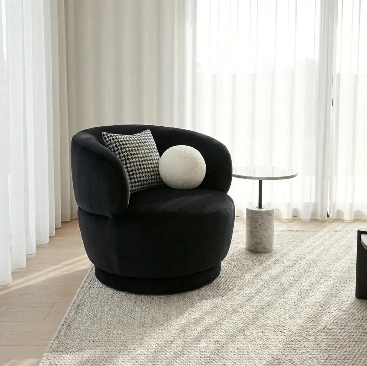 Interior Ave - Luna Swivel Armchair - Black