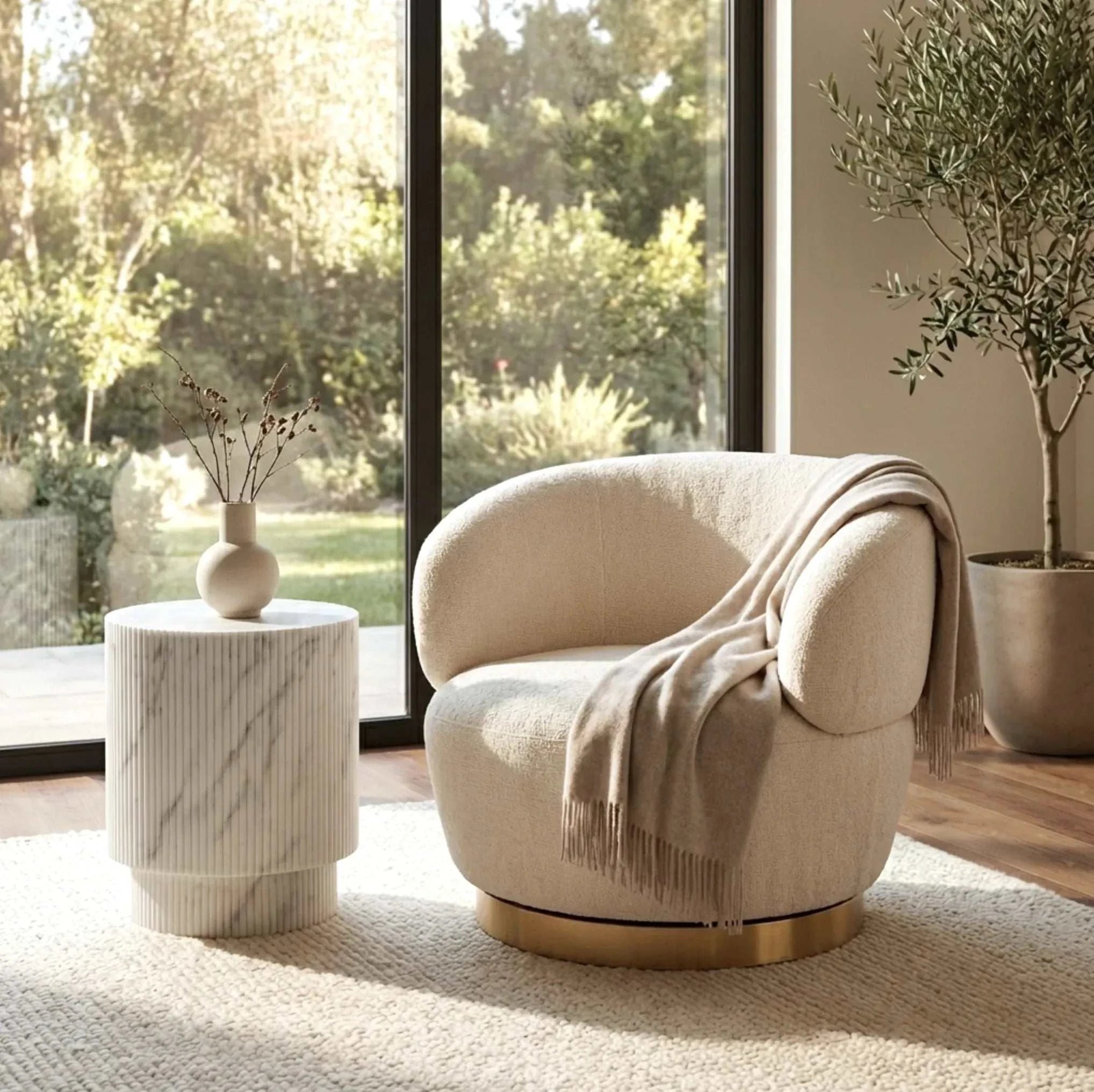 Interior Ave - Luna Swivel Armchair - Vanilla Oat