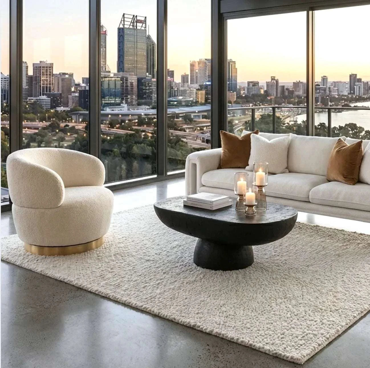 Interior Ave - Luna Swivel Armchair - Vanilla Oat