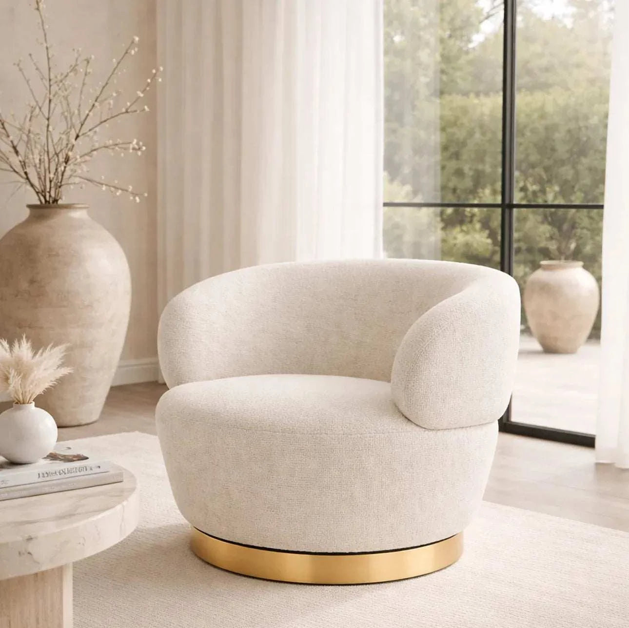 Interior Ave - Luna Swivel Armchair - Vanilla Oat