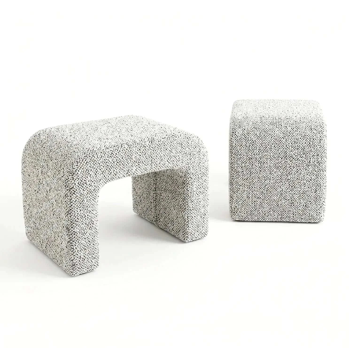 Interior Ave - Hendrix Arched Textured Ottoman - Frosted Stone
