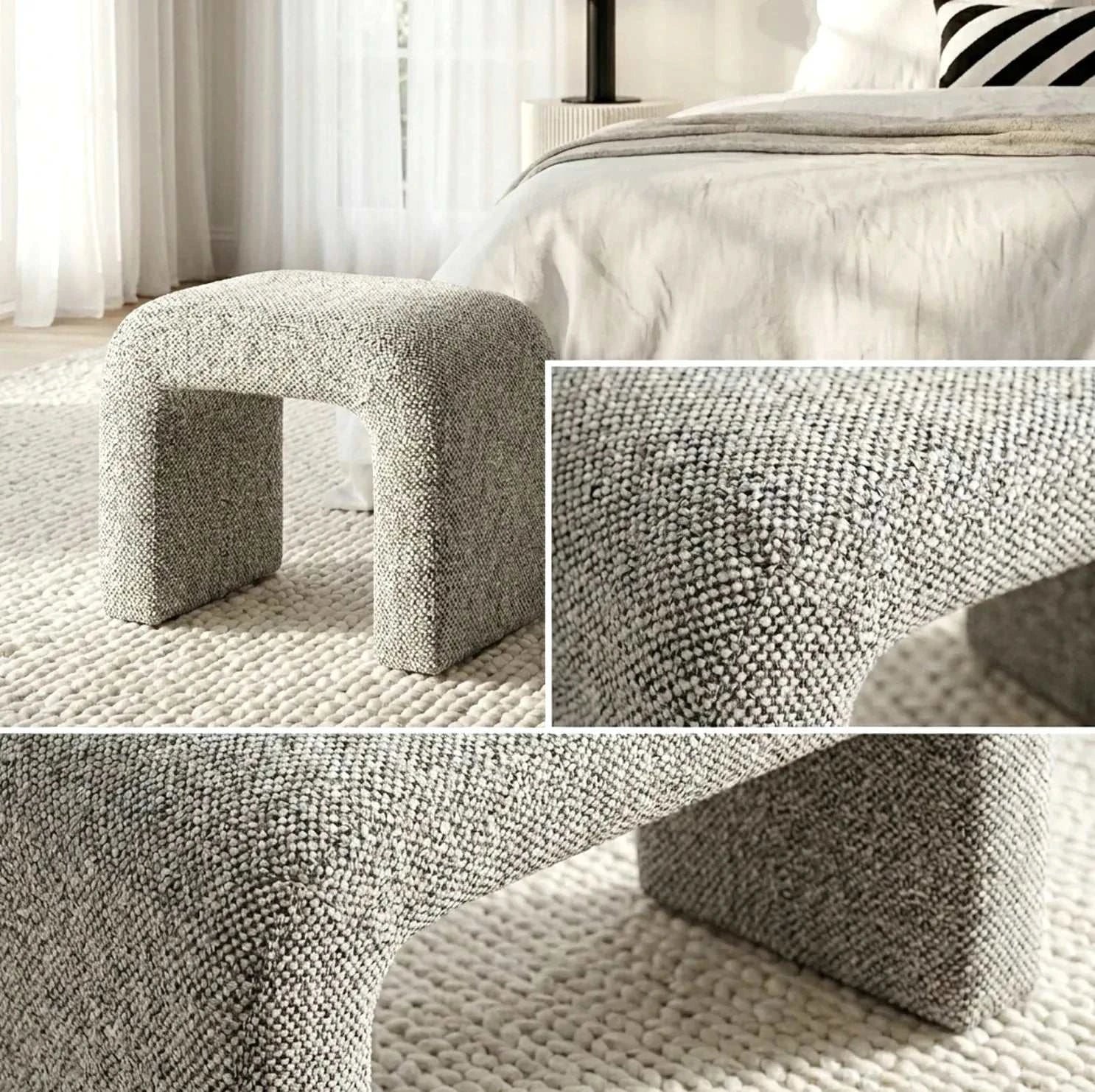 Interior Ave - Hendrix Arched Textured Ottoman - Frosted Stone